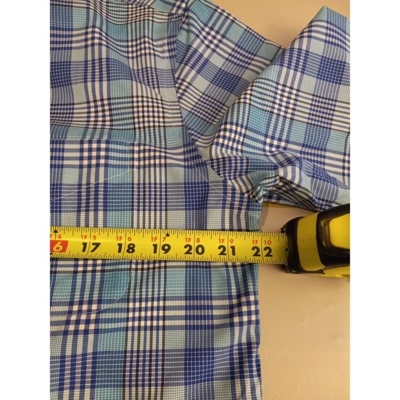 Jos A. Bank Traveler Blue Plaid Button Down Collared Short Sleeve Shirt Size M - Picture 10 of 11